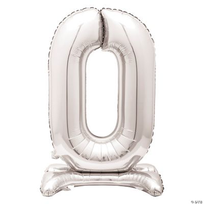 0Shaped Silver Number 30" Mylar StandUp Balloon Oriental Trading