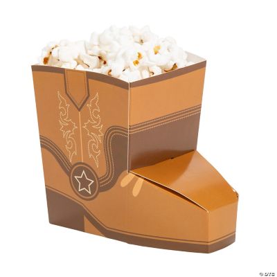 4 3/4" x 4" Brown Cowboy Boot Shaped Popcorn Boxes 24 Pc. Oriental