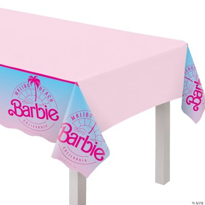 54" x 96" Barbie™ Malibu Beach Party Pink Disposable Plastic Tablecloth ...