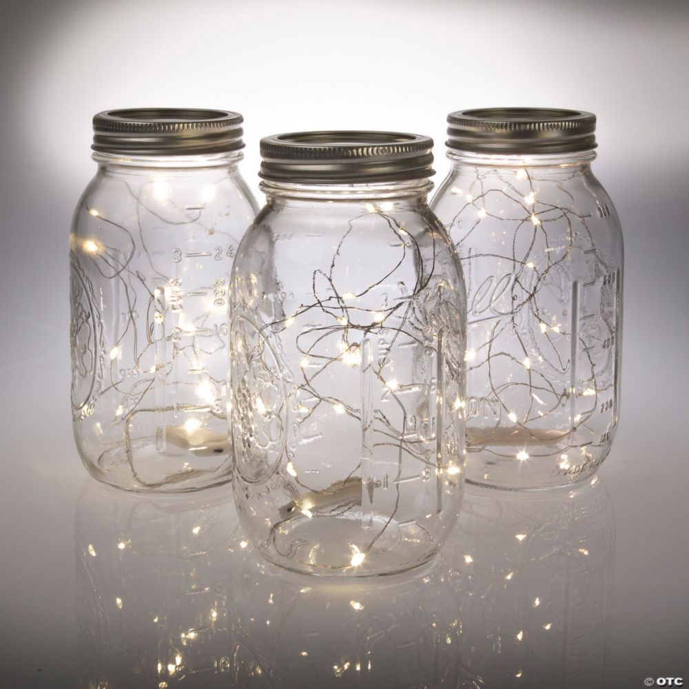 24 Pc Mason Jar & Fairy Lights Table Centerpiece Kit - Makes 12