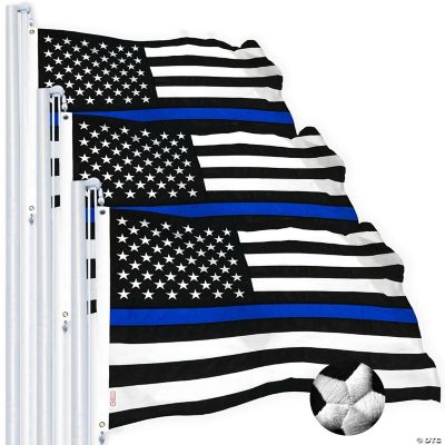 G128 Thin Blue Line Flag 2.5x4 FT 3 Pack Embroidered Heavy Duty