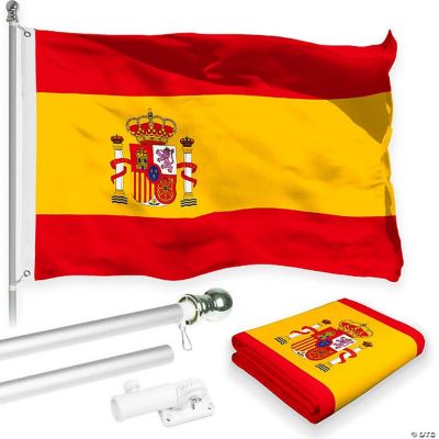 G128 Combo Pack 6 Feet Tangle Free Spinning Flagpole (Silver) Spain