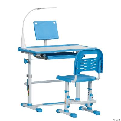 Qaba Kids Desk and Chair Set Height Adjustable Study Table and Chair