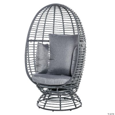 Outsunny Outdoor Egg Chair Rattan Wicker 360 Degree Swivel Round Basket