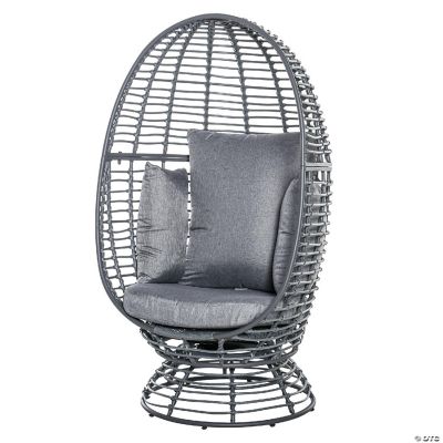 Outsunny Outdoor Egg Chair Rattan Wicker 360 Degree Swivel Round Basket ...