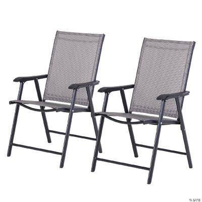 Outsunny Folding Outdoor Patio Chairs Set Of 2 Stackable Portable For