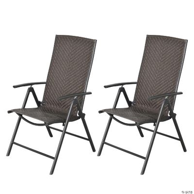 Outsunny 2PCS Rattan Wicker Patio Dining Chairs with Backrest