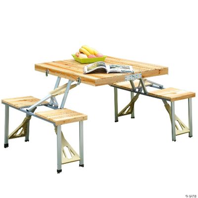 Outsunny Portable Foldable Camping Picnic Table with Seats Chairs and
