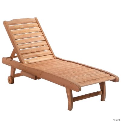 Outsunny Outdoor Sun Lounger Wooden Chaise Lounge Chair with 3 Position
