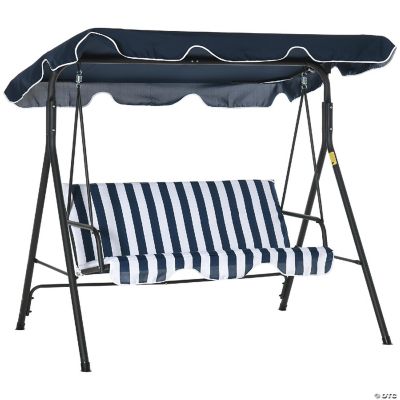 Outsunny 3 Person Porch Lawn Swing with Canopy Outdoor Yard Glider