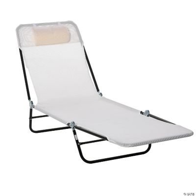 Outsunny Portable Sun Lounger Folding Chaise Lounge Chair w/ Adjustable