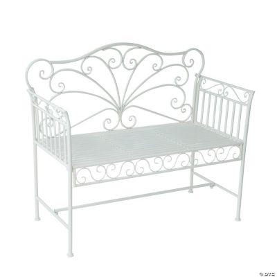 Outsunny 43" Cast Iron Antique Outdoor Patio Garden Bench Seat Cream