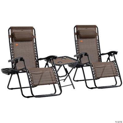 Outsunny Zero Gravity Lounger Chair Set of 3 Folding Reclining Patio