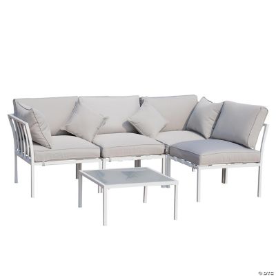 Outsunny 4 Piece Outdoor Furniture Patio Conversation Seating Set with