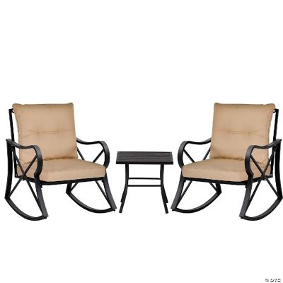 Outsunny 3 Piece Patio Bistro Set Outdoor Rocking Coffee Table Chair