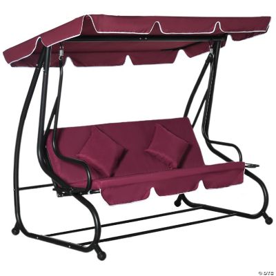 Outsunny 3 Seat Outdoor Free Standing Covered Swing Bench with