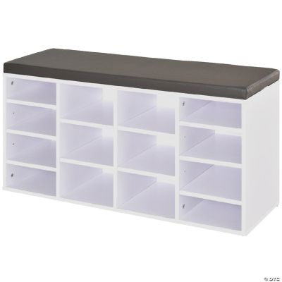 Upholstered Shoe Entryway Bench Rack with Comfortable PU Cushion