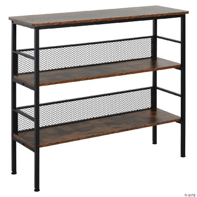 3 Tier Console Table Industrial Style Storage Metal Wooden Shelf