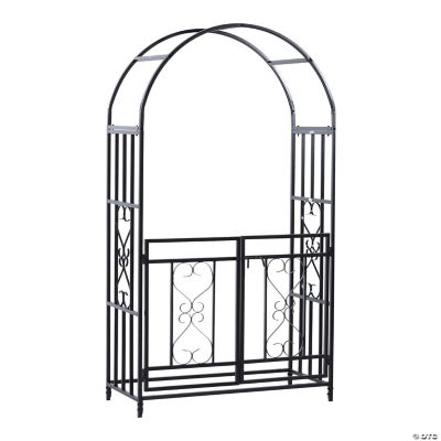 Outsunny Outdoor Metal Garden Arbor Arch with Double Gate Weather ...