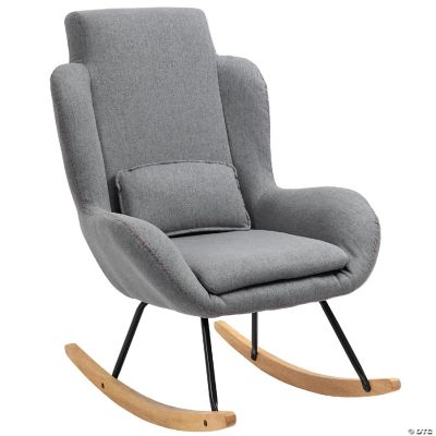 Modern Rocking Chair with Removable Lumbar Pillow Fabric Sofa
