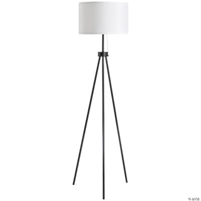 59" Tripod Floor Lamp with Pull Chain Standing Fabric Lampshade