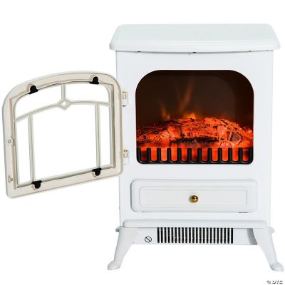 HOMCOM Electric Fireplace Heater Freestanding Fireplace Stove with  Realistic LED Log Flames and Overheating Safety Protection 750/1500W White  | Oriental Trading