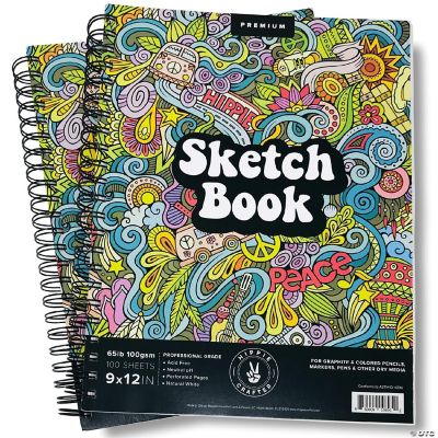 Sketchbook, Spiral-Bound Hardcover, Black, 9x12” - Pack of 2