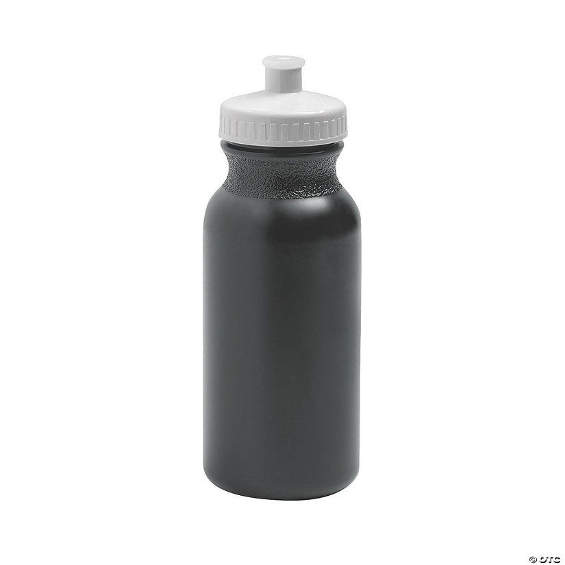20 oz. Black Plastic Water Bottles - 50 Pieces