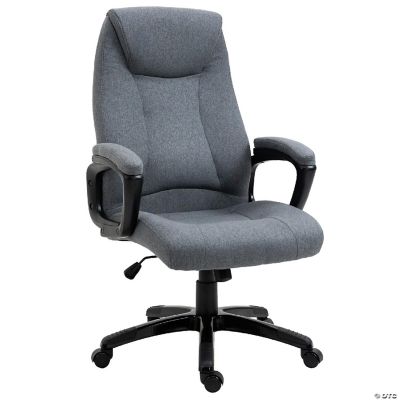 Vinsetto Leisure Office Chair Linen Fabric Swivel Computer Home Study  Bedroom with Wheels Grey w/