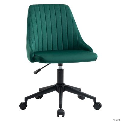 Vinsetto Mid Back Office Chair Velvet Fabric Swivel Scallop Shape