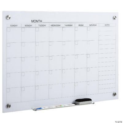 Vinsetto 35"x23" Dry Erase Wall Calendar Glass Whiteboard Monthly