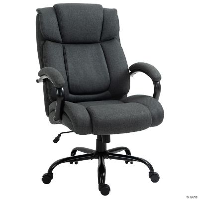 Vinsetto Executive Linen Fabric Office Chair High Back Swivel Task Chair  with Adjustable Height Upholstered Retractable Footrest Headrest Dark Gray