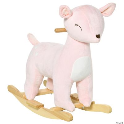 Qaba Kids Plush Ride On Rocking Horse Deer shaped Plush Toy Rocker with