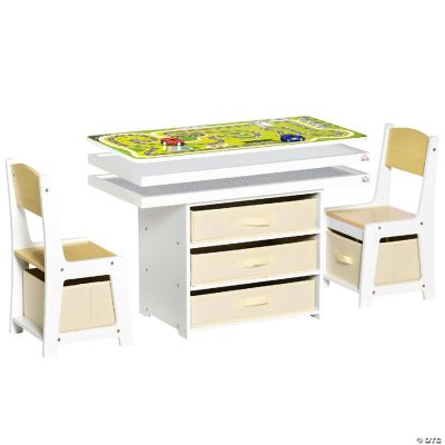 Qaba 3 in 1 Activity Table and Chair Set Modern Kids Writing Desk Set ...