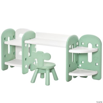 Costway Kids Table And 2 Chairs Set Activity Art Desk With Storage