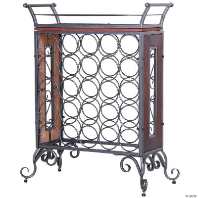 25 Bottle Horizontal Free Standing Wine Rack Stand Wood and