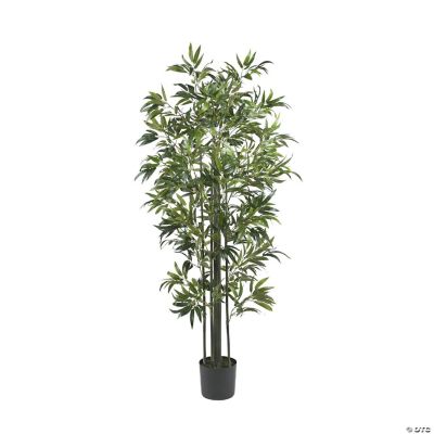 Nearly Natural Modern Decorative 6' Bamboo Silk Tree (Green Trunks) Green