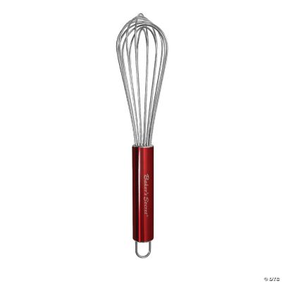 Baker's Secret Stainless Steel Dishwasher Safe Whisk 10" Red Oriental