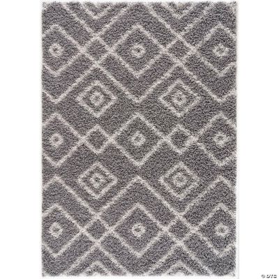 L'baiet Modern Indoor Rectangular Carpet, Pad, Mat Myra Grey Shag 8' x 10' Rug
