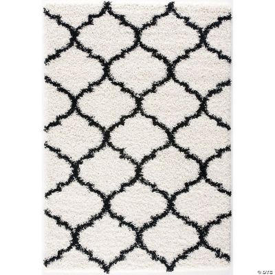 L'baiet Modern Indoor Rectangular Carpet, Pad, Mat Ensley White Shag 2