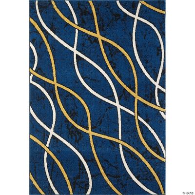L'baiet Modern Indoor Rectangular Carpet, Pad, Mat Coco Blue Graphic 5' x 7' Rug