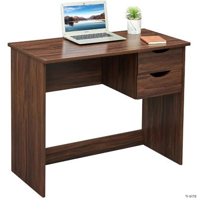 Coavas Brown Computer Desk Writing Study Table with 2 Side Drawers