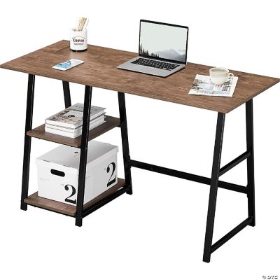 Coavas Computer Desk with 2-Tier Shelves Sturdy Home Office Desk with ...