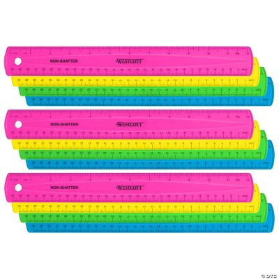 Westcott 12 Shatterproof Ruler with Anti-Microbial, Assorted Translucent Colors, Pack of 12