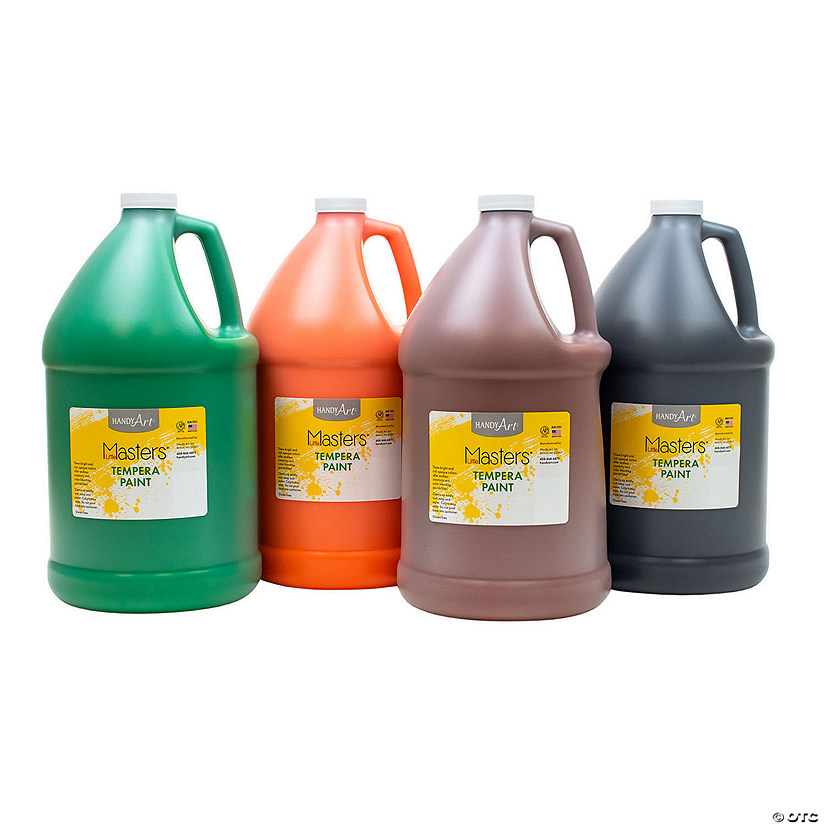 Handy Art Little Masters Tempera Paint 4 Gallon Kit, Orange, Green, Brown,  Black | Oriental Trading