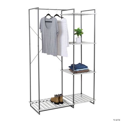 HoneyCanDo Freestanding Open Metal Closet Wardrobe, Gray Tones