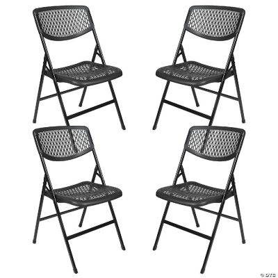 Cosco Indoor Black Plastic Mesh Standard Folding Chair Pack of 4