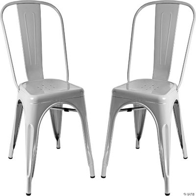Sunjoy Group Stackable Metal Cafe Chair, Gray Pack of 2 Oriental Trading