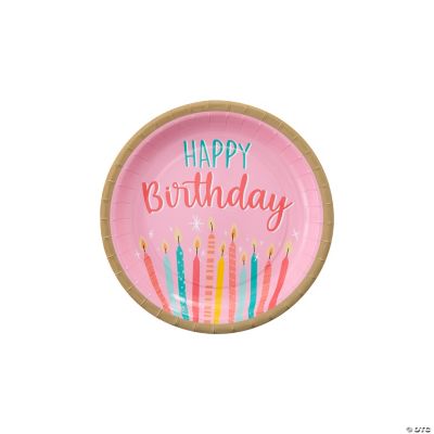 Eat Cake Birthday Paper Dessert Plates with Gold Trim 8 Pc