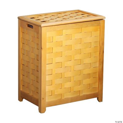 Oceanstar Rectangular Laundry Wood Hamper Brown Oriental Trading